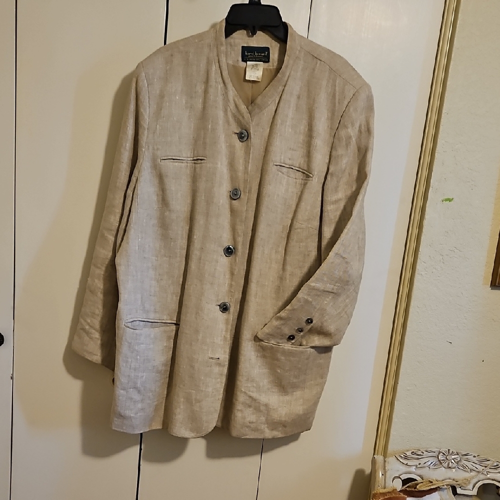 Harve Benard Beige Linen Blazer Jacket